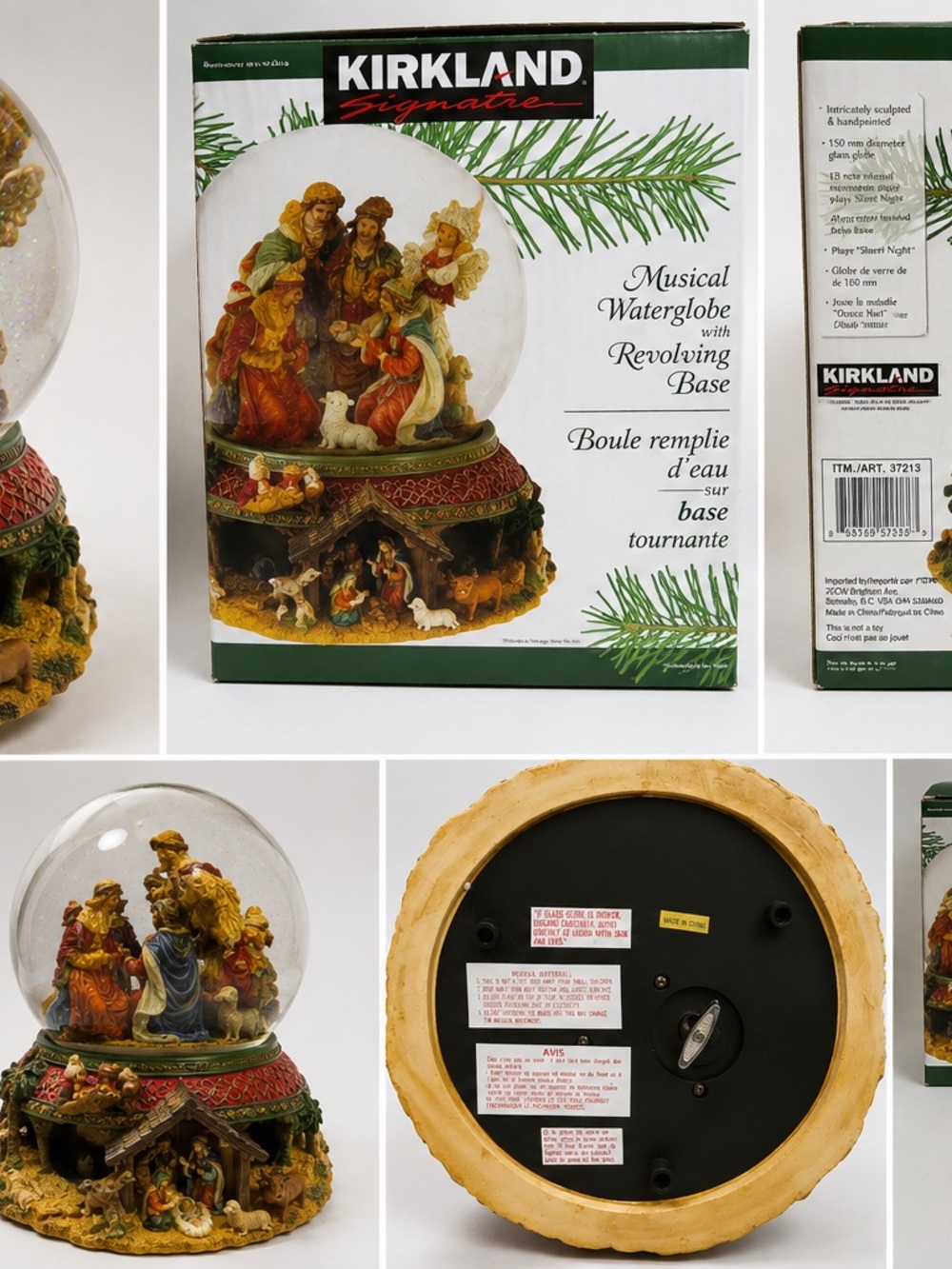 Kirkland Signature Nativity Musical Water Globe - Red, Green, Gold, Cream